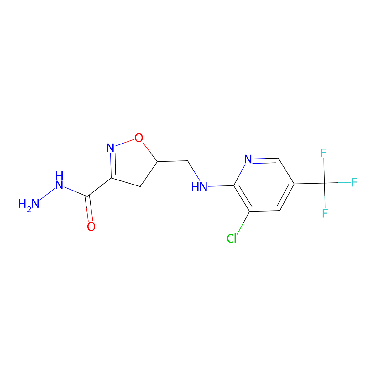 5-({[3-Chloro-5-(trifluoromethyl)-2-pyridinyl]amino}methyl)-4,5-dihydro-3-isoxazolecarbohydrazide molecular structure, CAS 251310-32-4