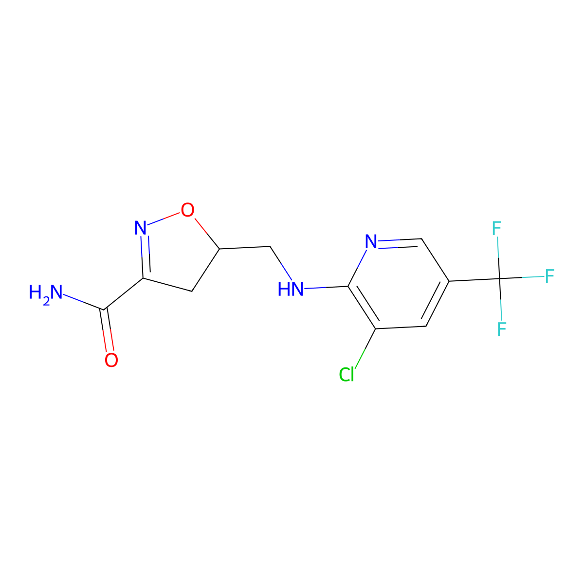 5-({[3-Chloro-5-(trifluoromethyl)-2-pyridinyl]amino}methyl)-4,5-dihydro-3-isoxazolecarboxamide molecular structure, CAS 251310-33-5