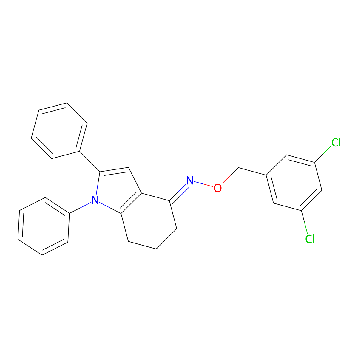 1,5,6,7-Tetrahydro-1,2-diphenyl-4H-indol-4-one O-[(3,5-dichlorophenyl)methyl]oxime molecular structure, CAS 251310-40-4