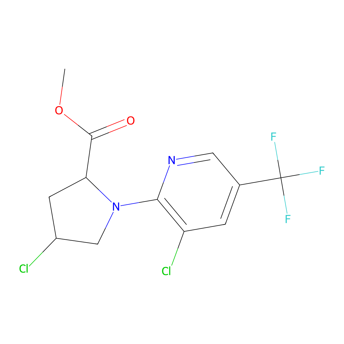 Methyl 4-chloro-1-[3-chloro-5-(trifluoromethyl)-2-pyridinyl]-2-pyrrolidinecarboxylate molecular structure, CAS 251310-42-6
