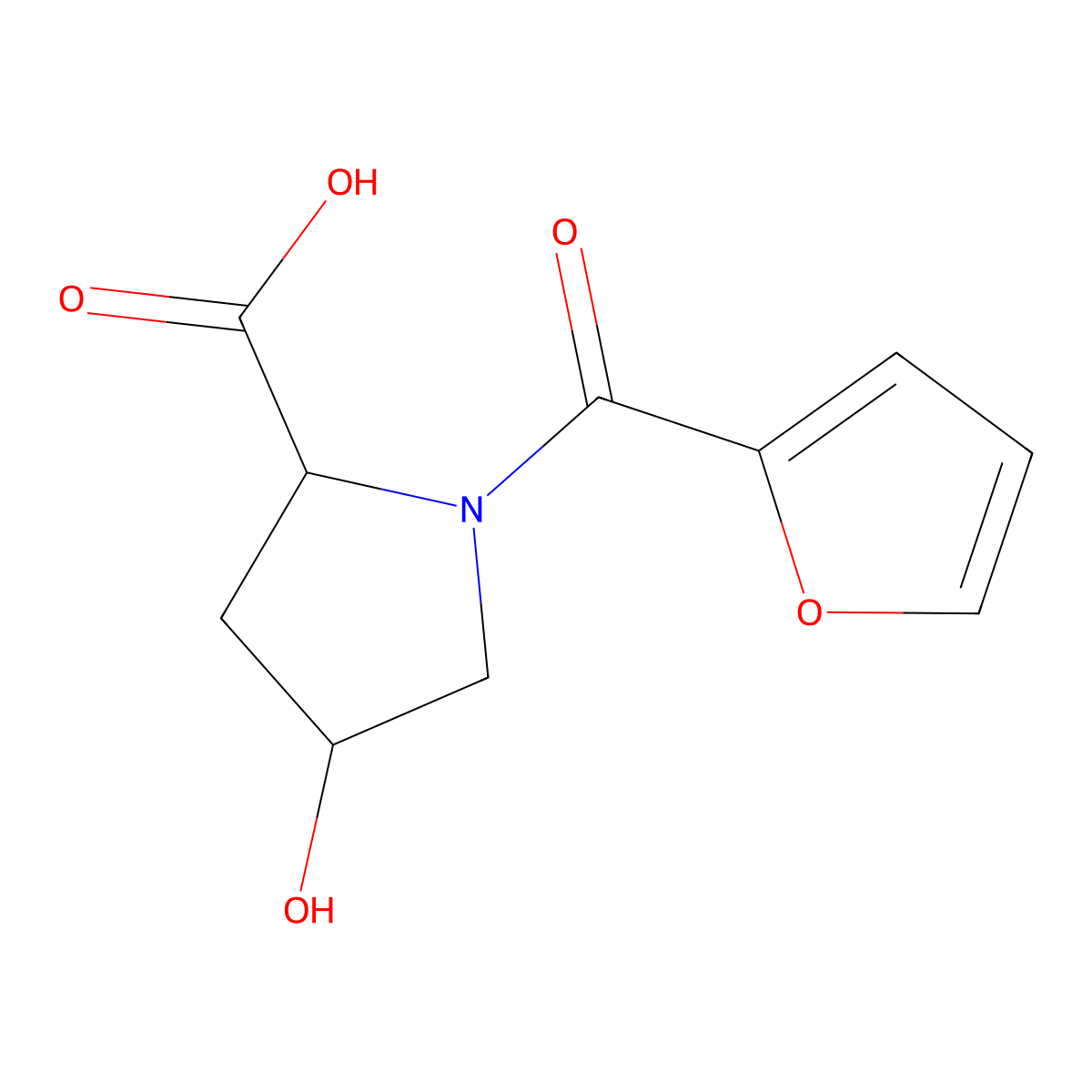 1-(2-Furylcarbonyl)-4-hydroxy-2-pyrrolidinecarboxylic acid molecular structure, CAS 251310-45-9
