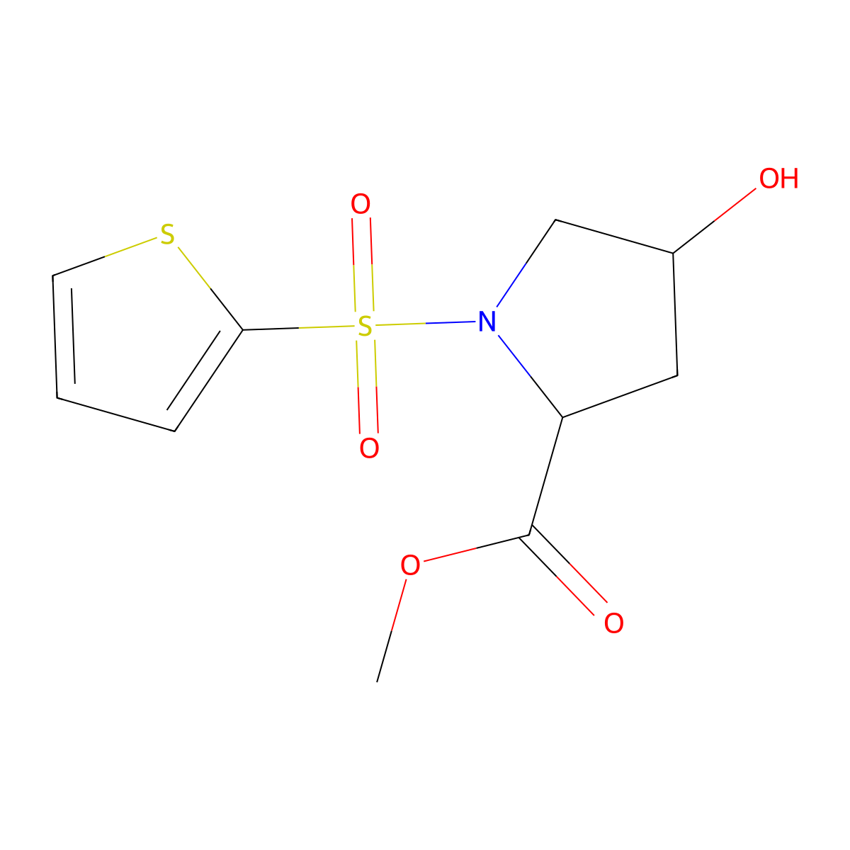 Methyl 4-hydroxy-1-(2-thienylsulfonyl)-2-pyrrolidinecarboxylate molecular structure, CAS 251310-46-0
