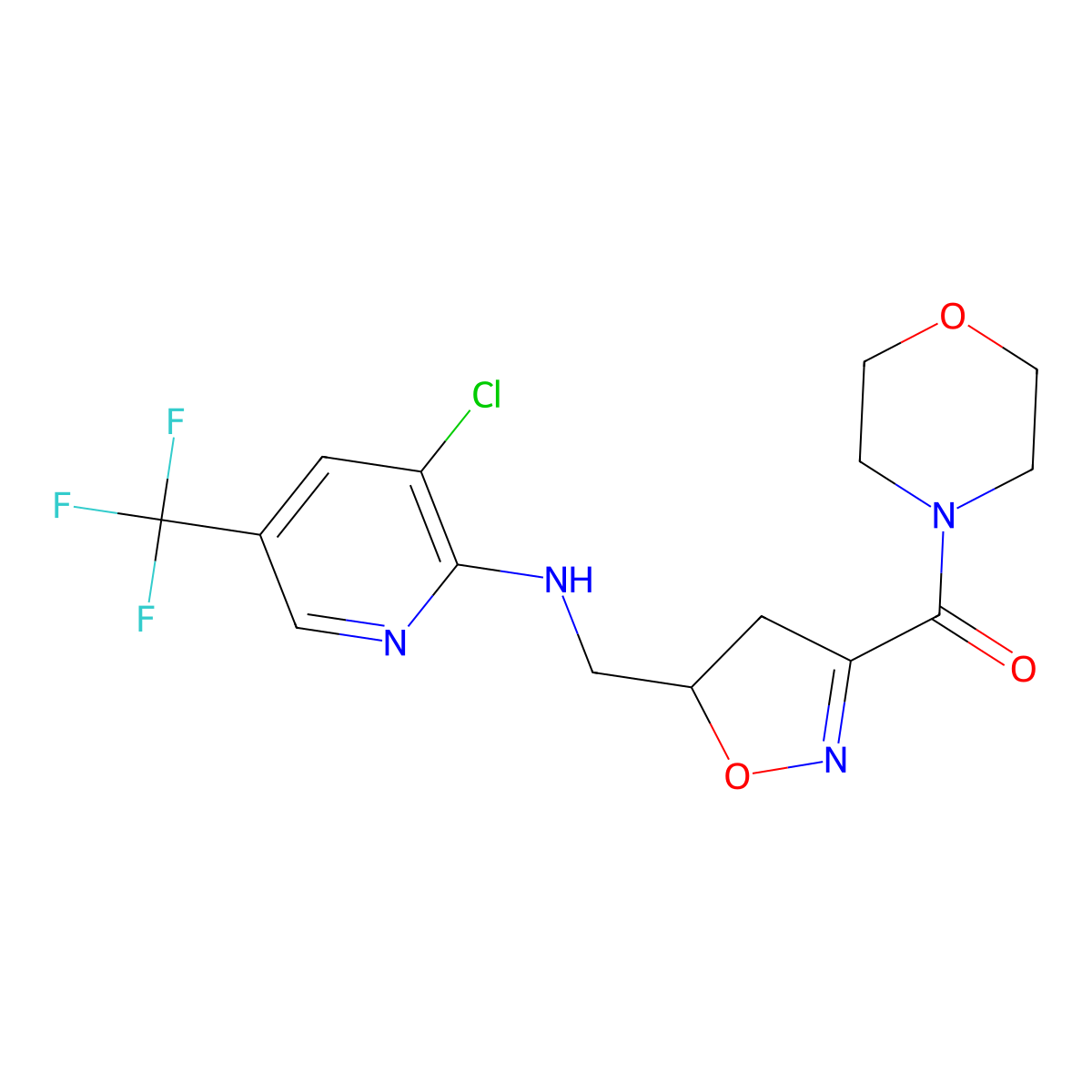 [5-({[3-Chloro-5-(trifluoromethyl)-2-pyridinyl]amino}methyl)-4,5-dihydro-3-isoxazolyl](morpholino)methanone molecular structure, CAS 251310-48-2