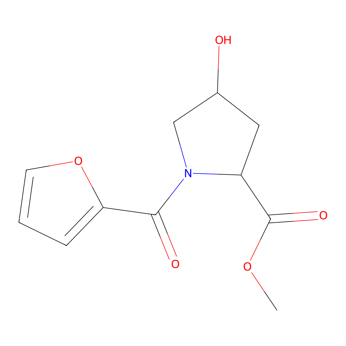 Methyl 1-(furan-2-carbonyl)-4-hydroxypyrrolidine-2-carboxylate molecular structure, CAS 251310-49-3