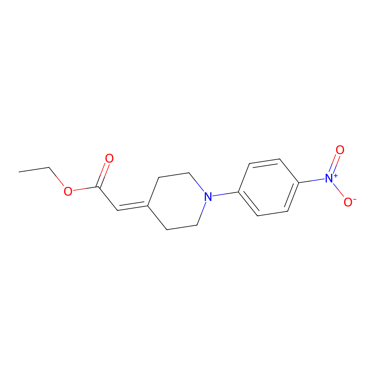 Ethyl 2-[1-(4-nitrophenyl)piperidin-4-ylidene]acetate molecular structure, CAS 251310-52-8