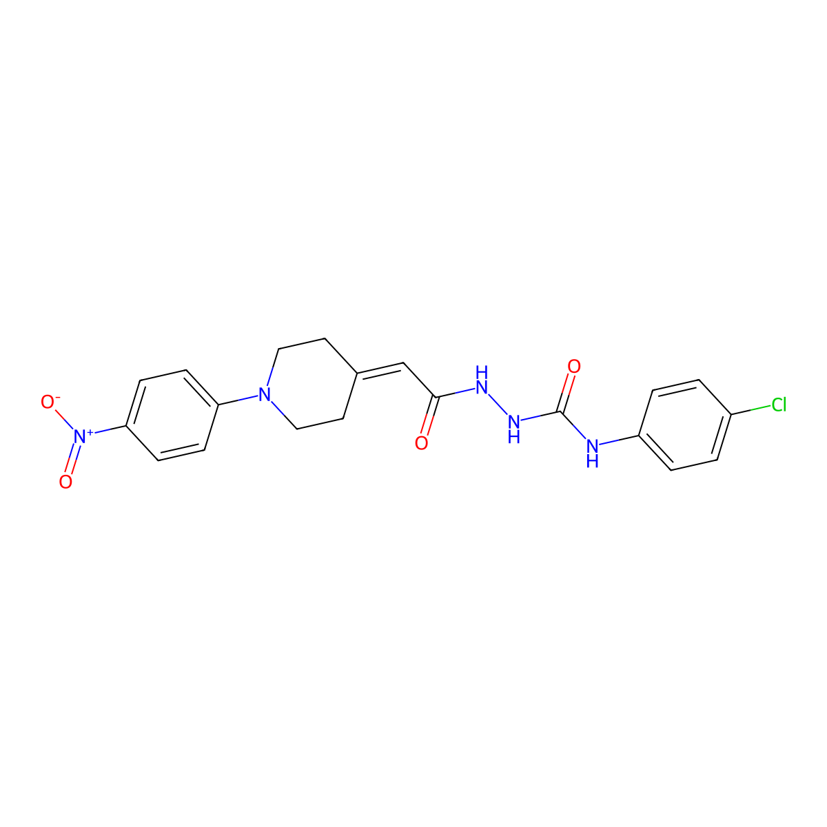 N-(4-chlorophenyl)-2-{2-[1-(4-nitrophenyl)-4-piperidinylidene]acetyl}-1-hydrazinecarboxamide molecular structure, CAS 251310-54-0