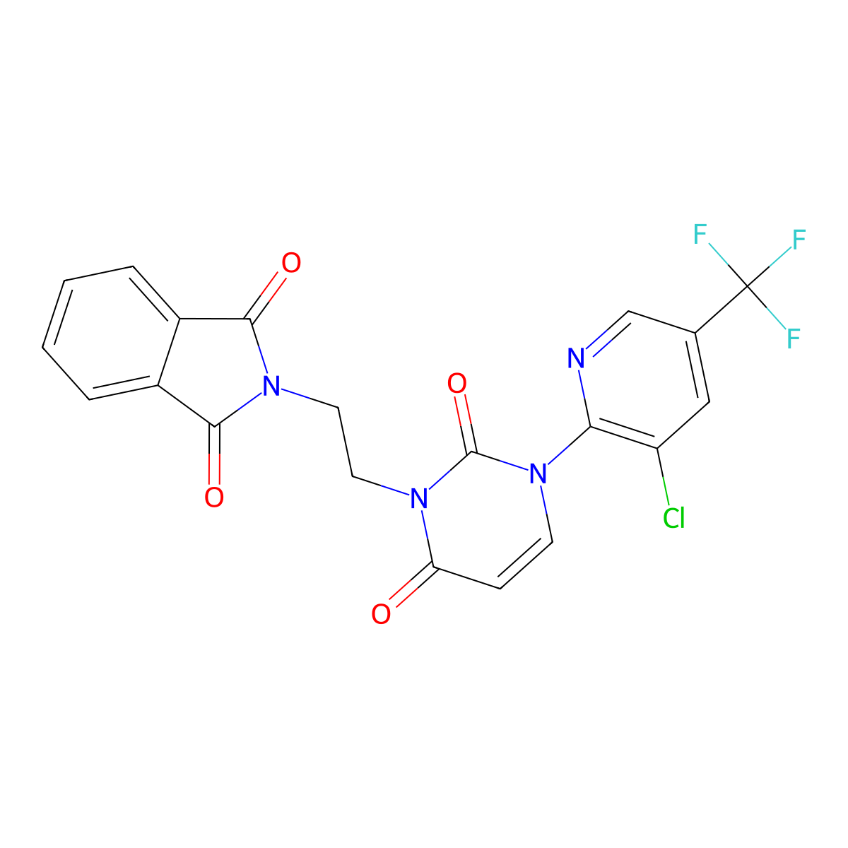 2-[2-[3-[3-Chloro-5-(trifluoromethyl)pyridin-2-yl]-2,6-dioxopyrimidin-1-yl]ethyl]isoindole-1,3-dione molecular structure, CAS 251310-59-5