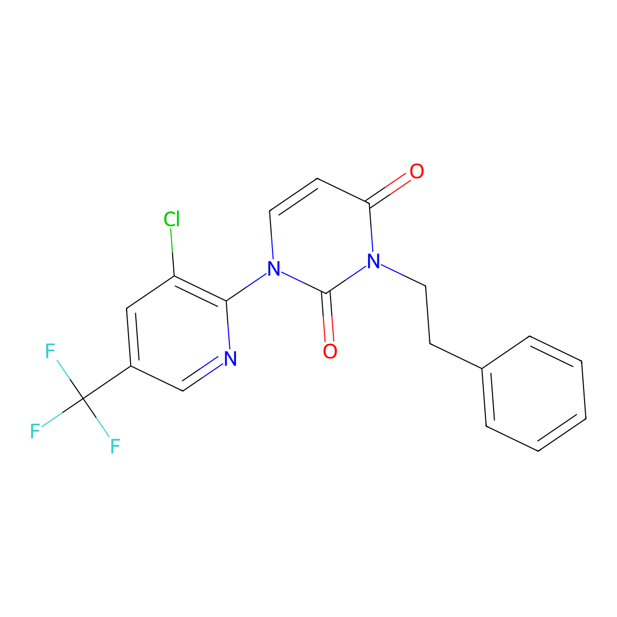1-[3-chloro-5-(trifluoromethyl)-2-pyridinyl]-3-phenethyl-2,4(1H,3H)-pyrimidinedione molecular structure, CAS 251310-60-8