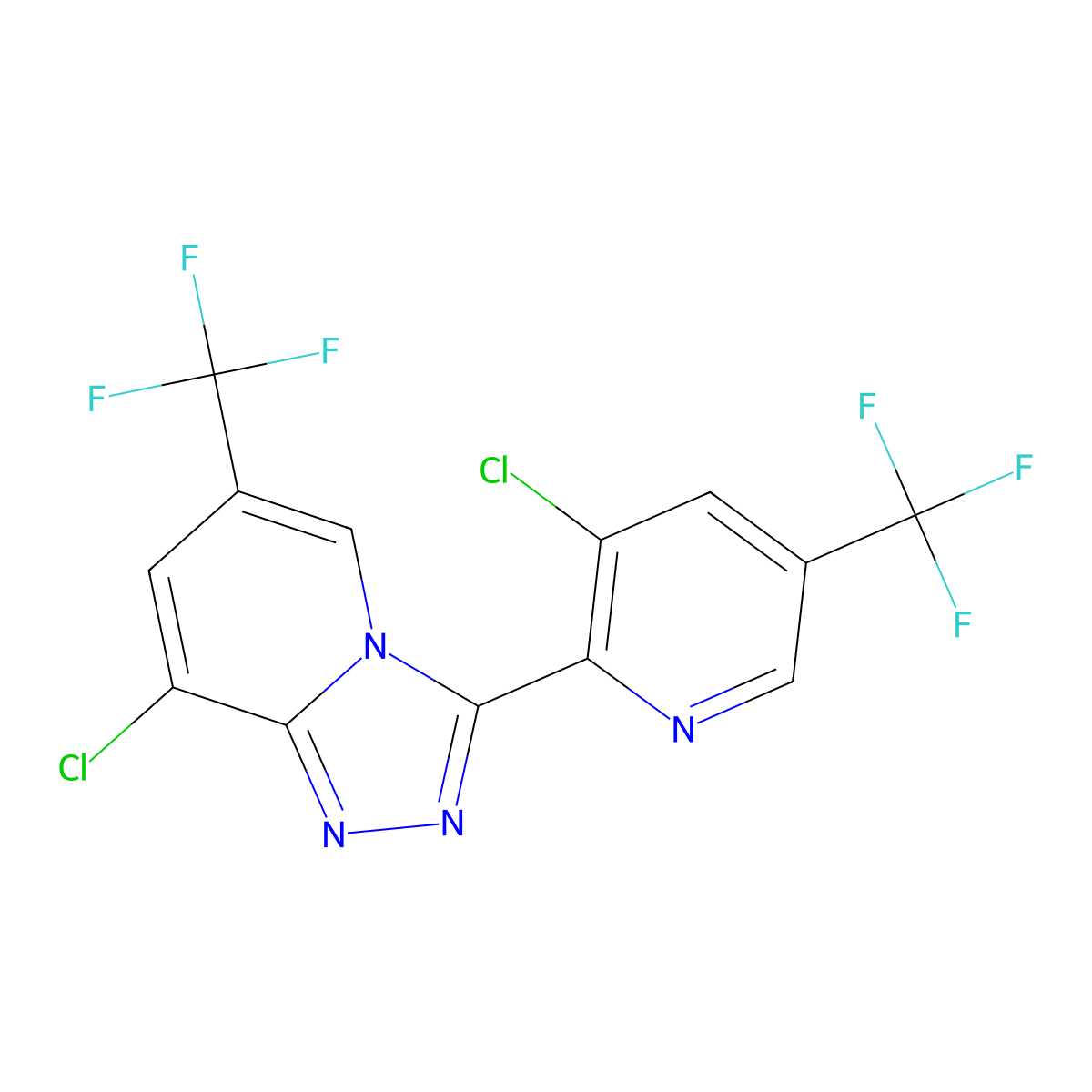 8-Chloro-3-[3-chloro-5-(trifluoromethyl)-2-pyridinyl]-6-(trifluoromethyl)[1,2,4]triazolo[4,3-a]pyridine molecular structure, CAS 251310-72-2