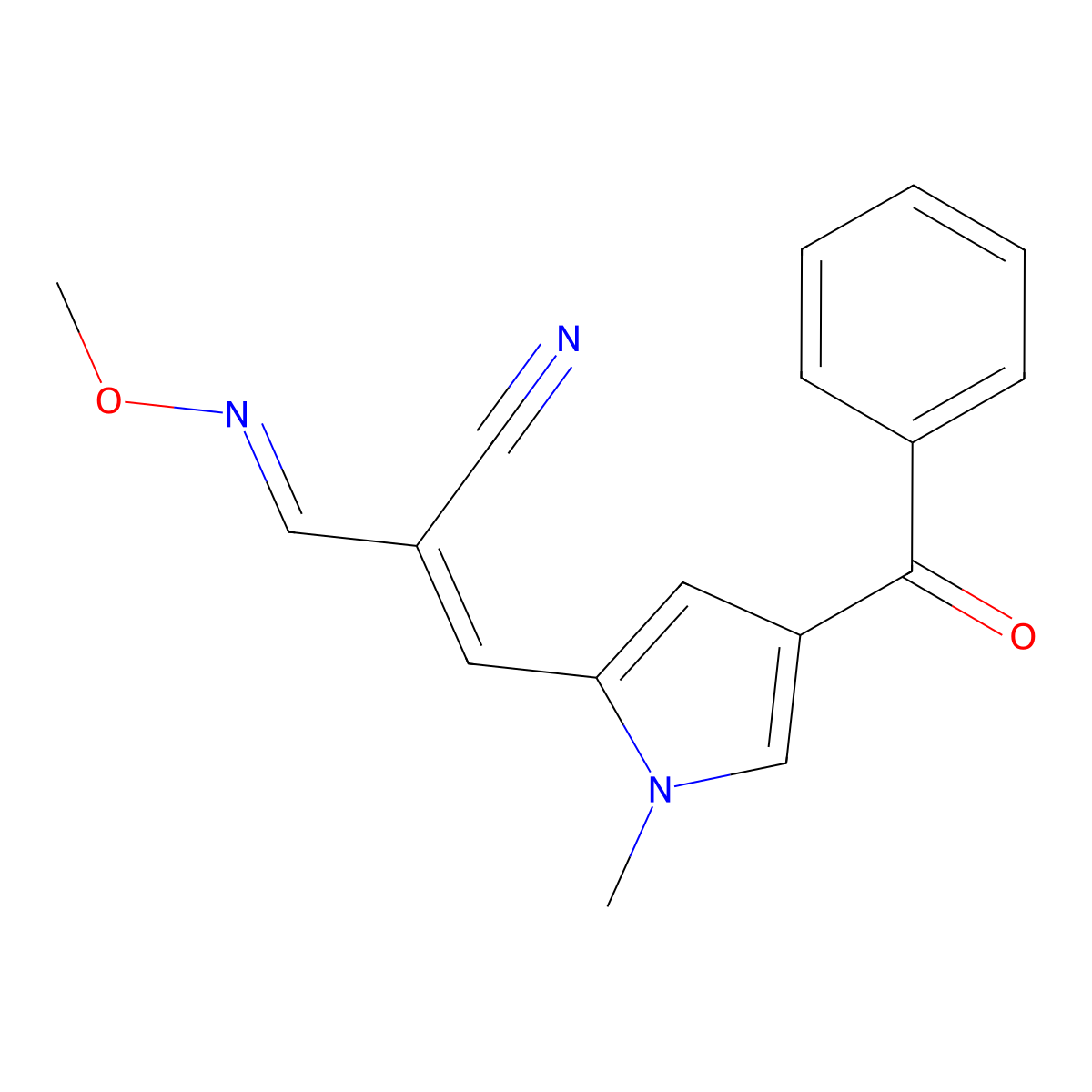 3-(4-benzoyl-1-methyl-1H-pyrrol-2-yl)-2-[(methoxyimino)methyl]acrylonitrile molecular structure, CAS 251310-75-5