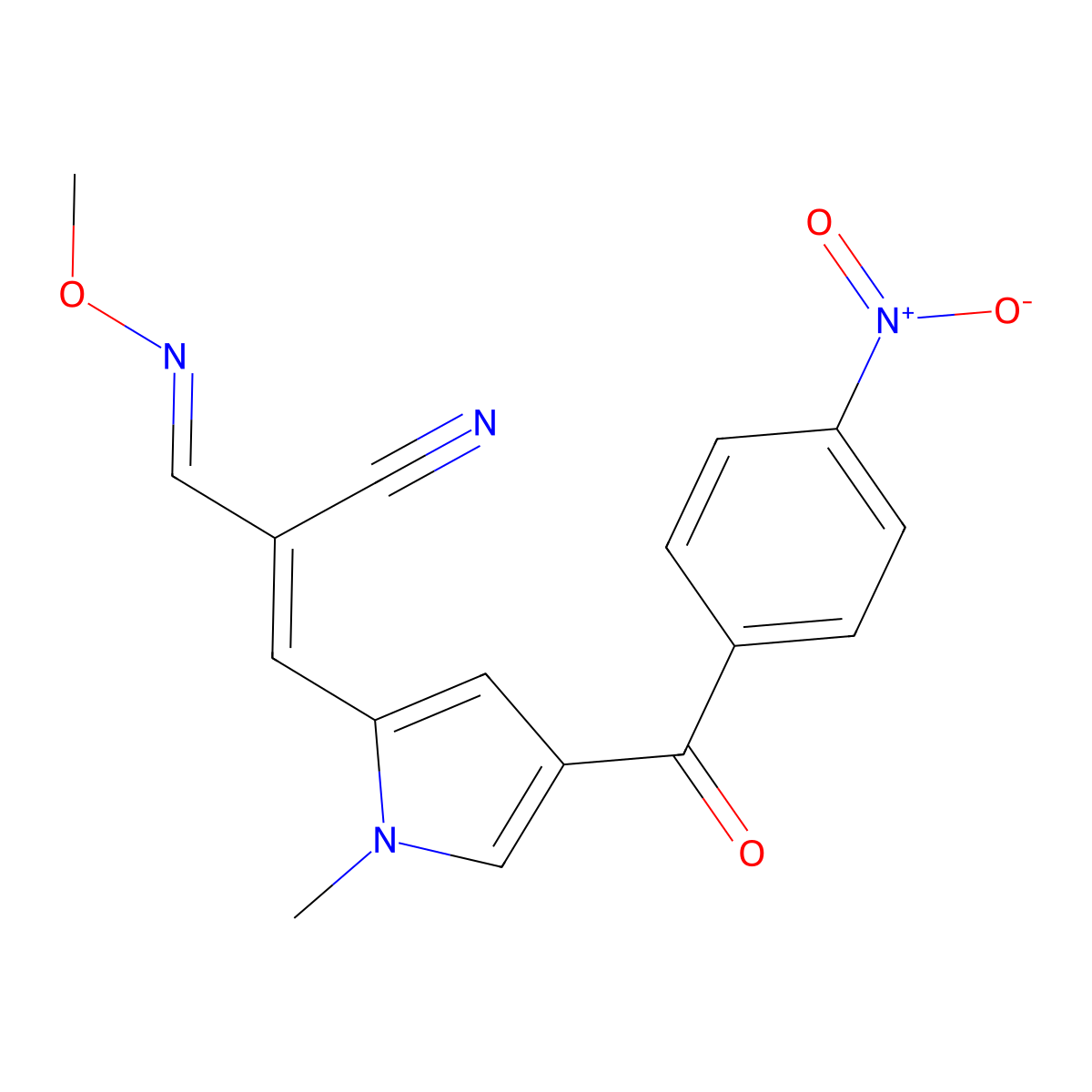 2-[(methoxyimino)methyl]-3-[1-methyl-4-(4-nitrobenzoyl)-1H-pyrrol-2-yl]acrylonitrile molecular structure, CAS 251310-76-6