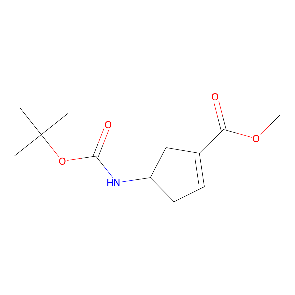 methyl (4R)-4-{[(tert-butoxy)carbonyl]amino}cyclopent-1-ene-1-carboxylate molecular structure, CAS 251327-01-2