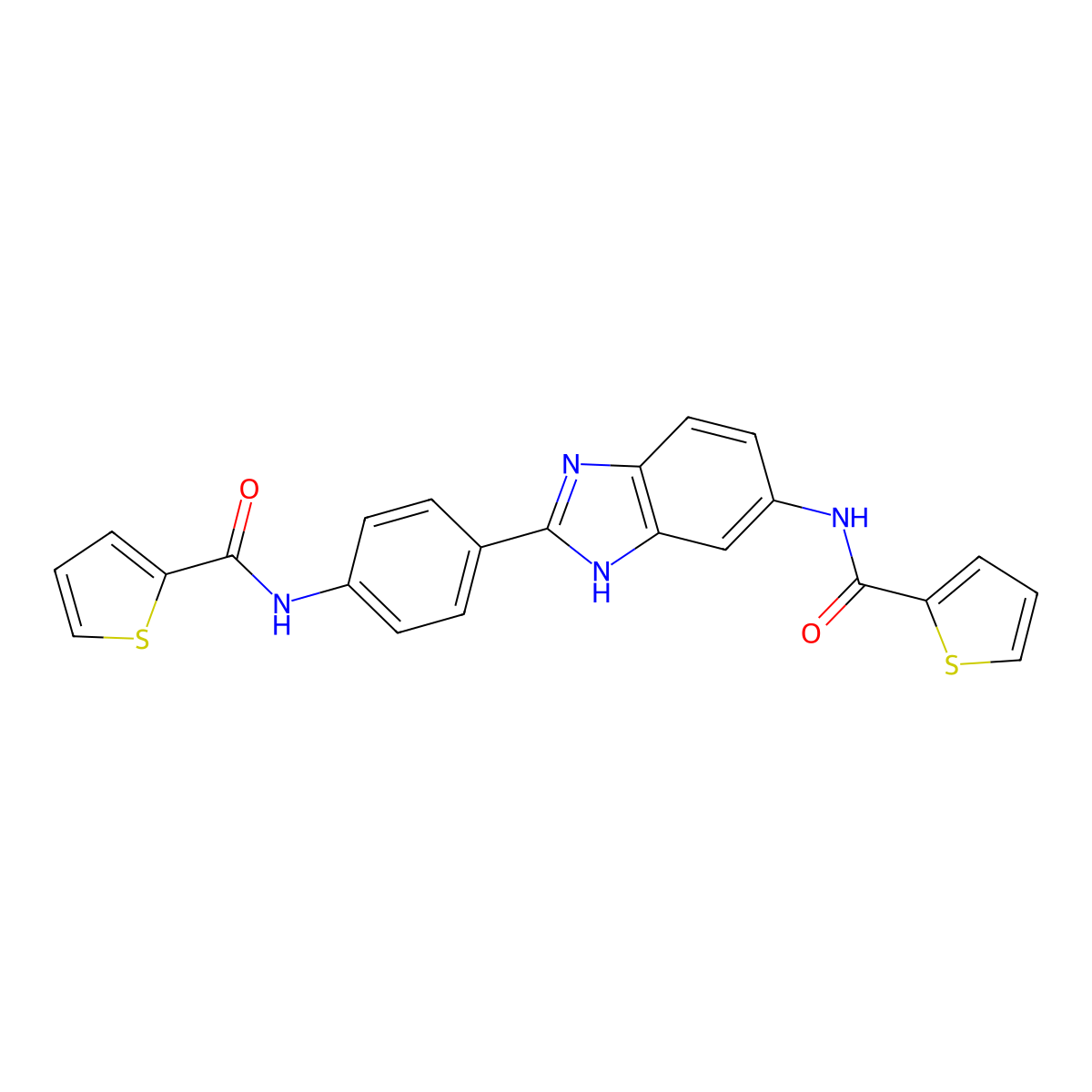 N-[4-[6-(thiophene-2-carbonylamino)-1H-benzimidazol-2-yl]phenyl]thiophene-2-carboxamide molecular structure, CAS 251342-47-9