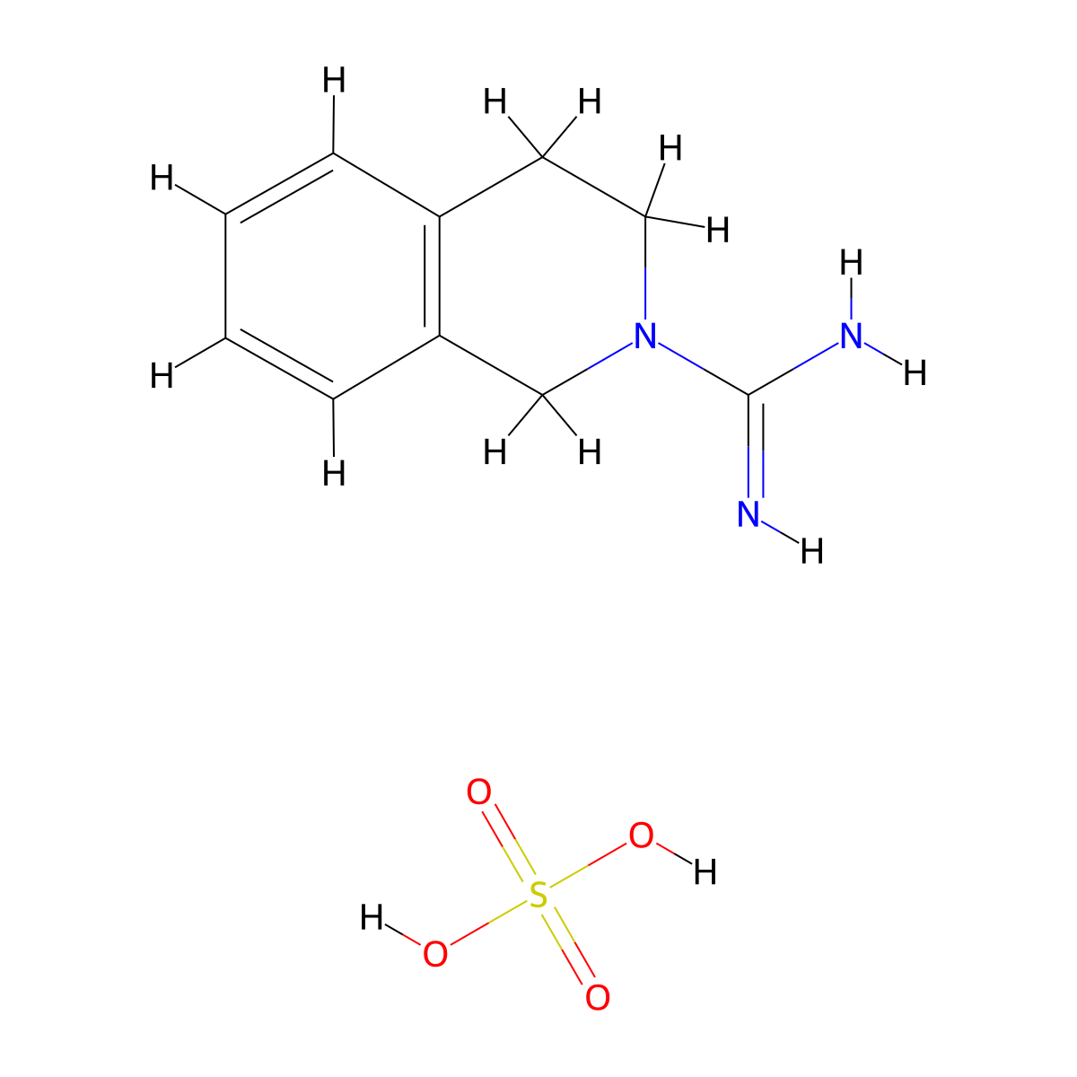 Debrisoquine sulfate molecular structure, CAS 2514-89-8