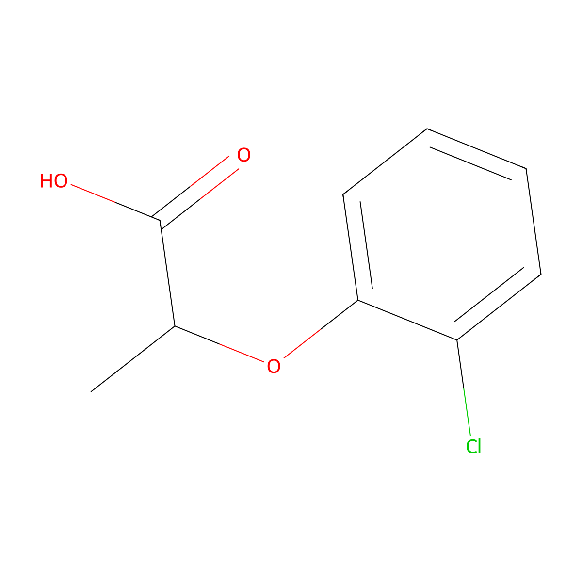 Propanoic acid, 2-(2-chlorophenoxy)- molecular structure, CAS 25140-86-7