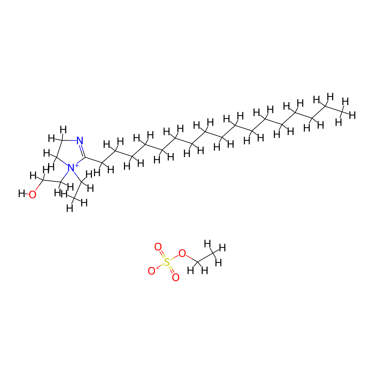 1-Ethyl-2-(heptadecyl)-4,5-dihydro-1-(2-hydroxyethyl)-1H-imidazolium ethyl sulphate molecular structure, CAS 25141-05-3