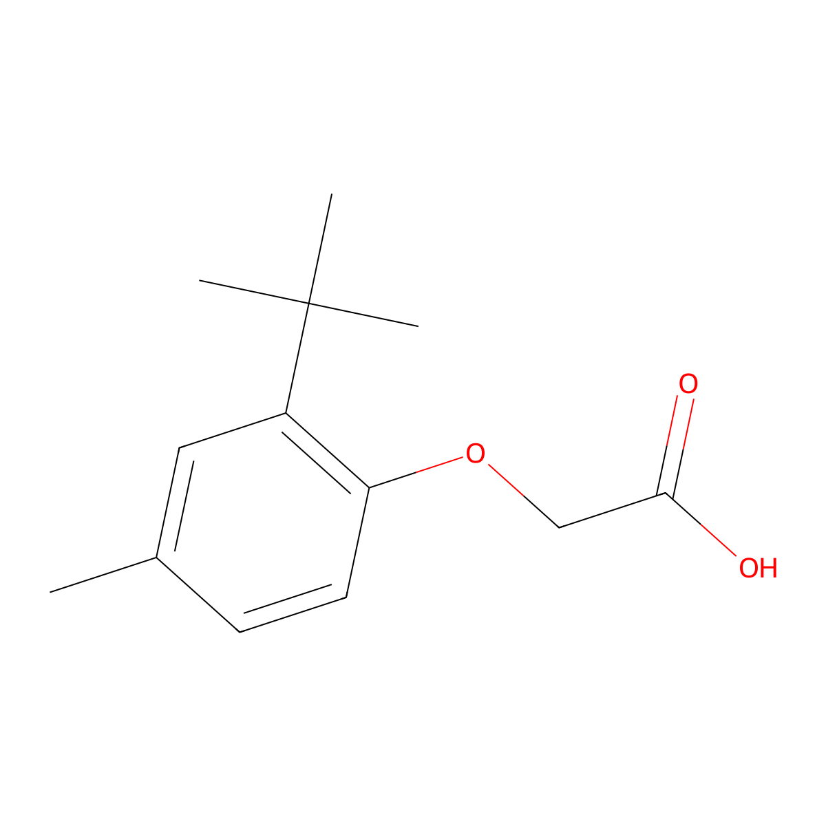 2-(2-Tert-butyl-4-methylphenoxy)acetic acid molecular structure, CAS 25141-22-4