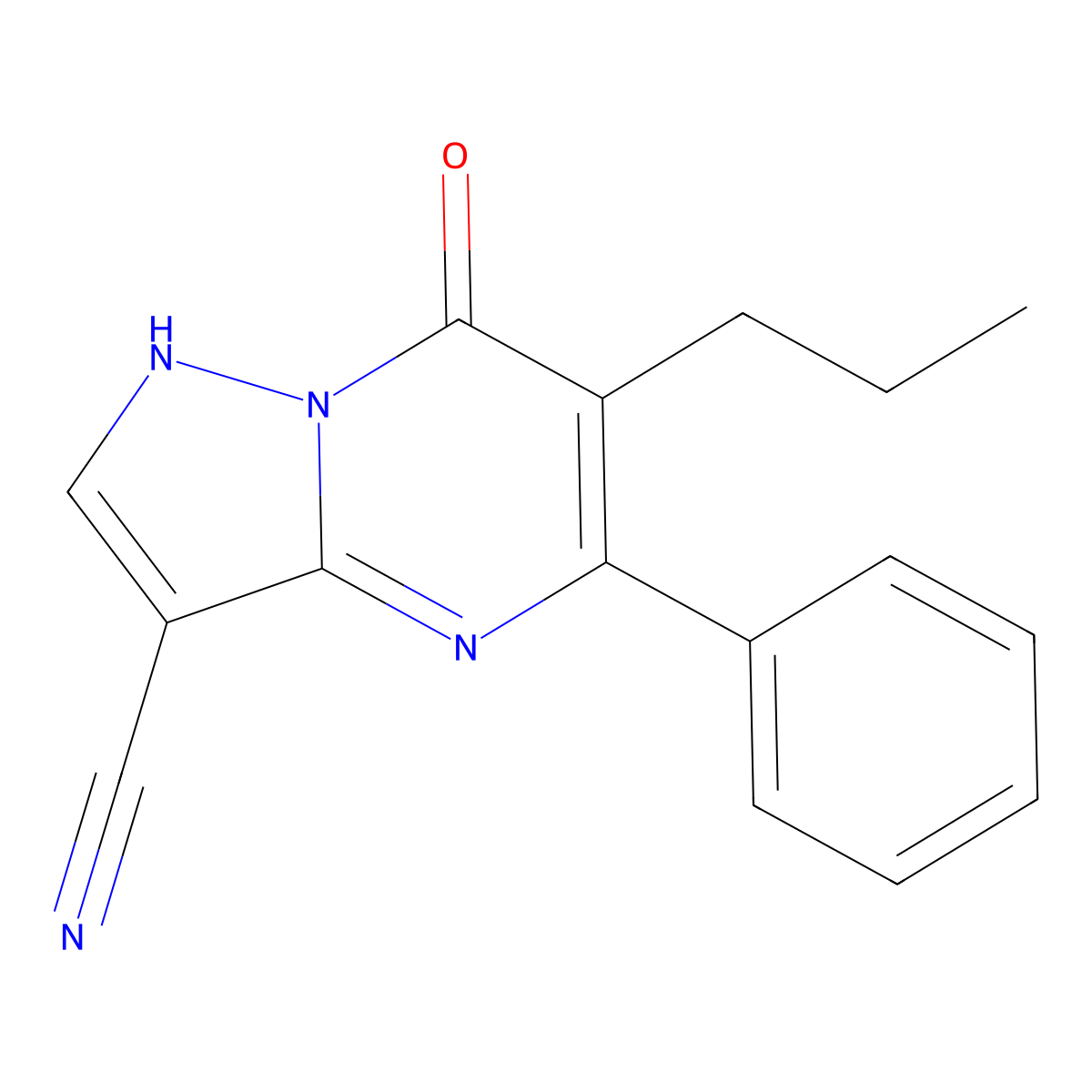 7-Oxo-5-phenyl-6-propyl-4,7-dihydropyrazolo[1,5-a]pyrimidine-3-carbonitrile molecular structure, CAS 2514279-11-7