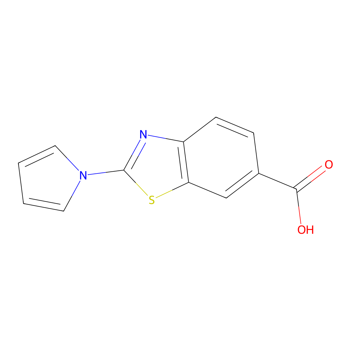 2-(1H-pyrrol-1-yl)-1,3-benzothiazole-6-carboxylic acid molecular structure, CAS 251457-88-2