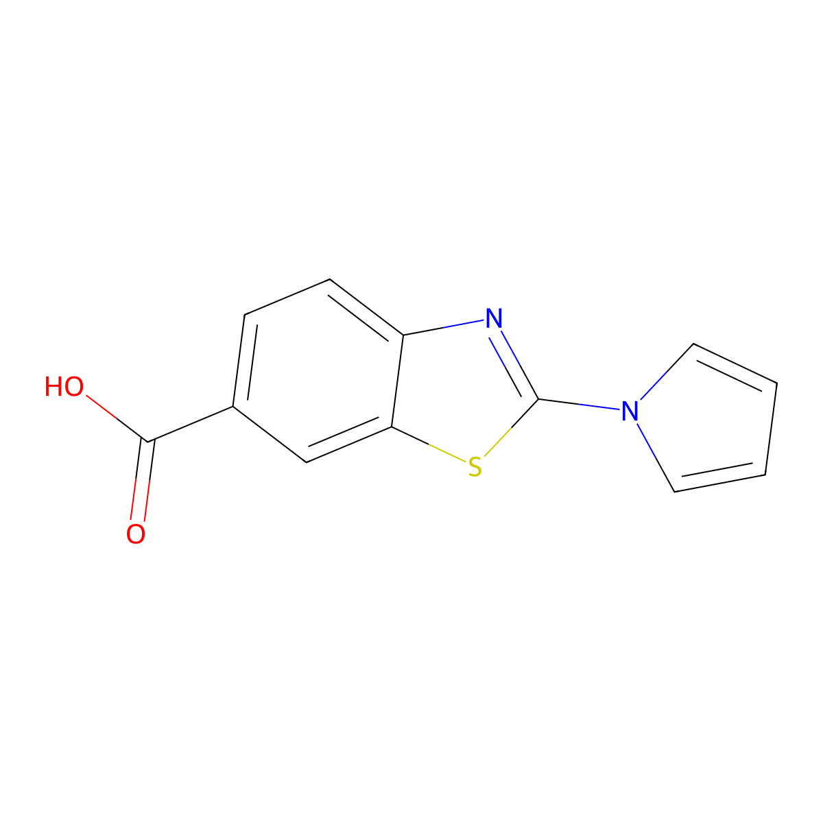 2-(1H-pyrrol-1-yl)-1,3-benzothiazole-6-carboxylic acid molecular structure, CAS 251457-88-2