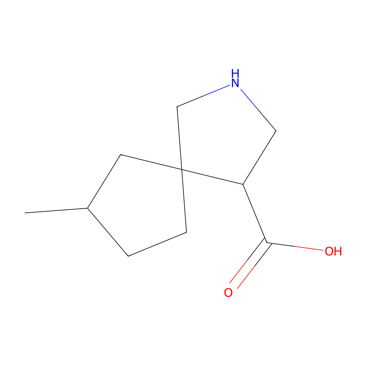 7-Methyl-2-azaspiro[4.4]nonane-4-carboxylic acid molecular structure, CAS 251461-75-3