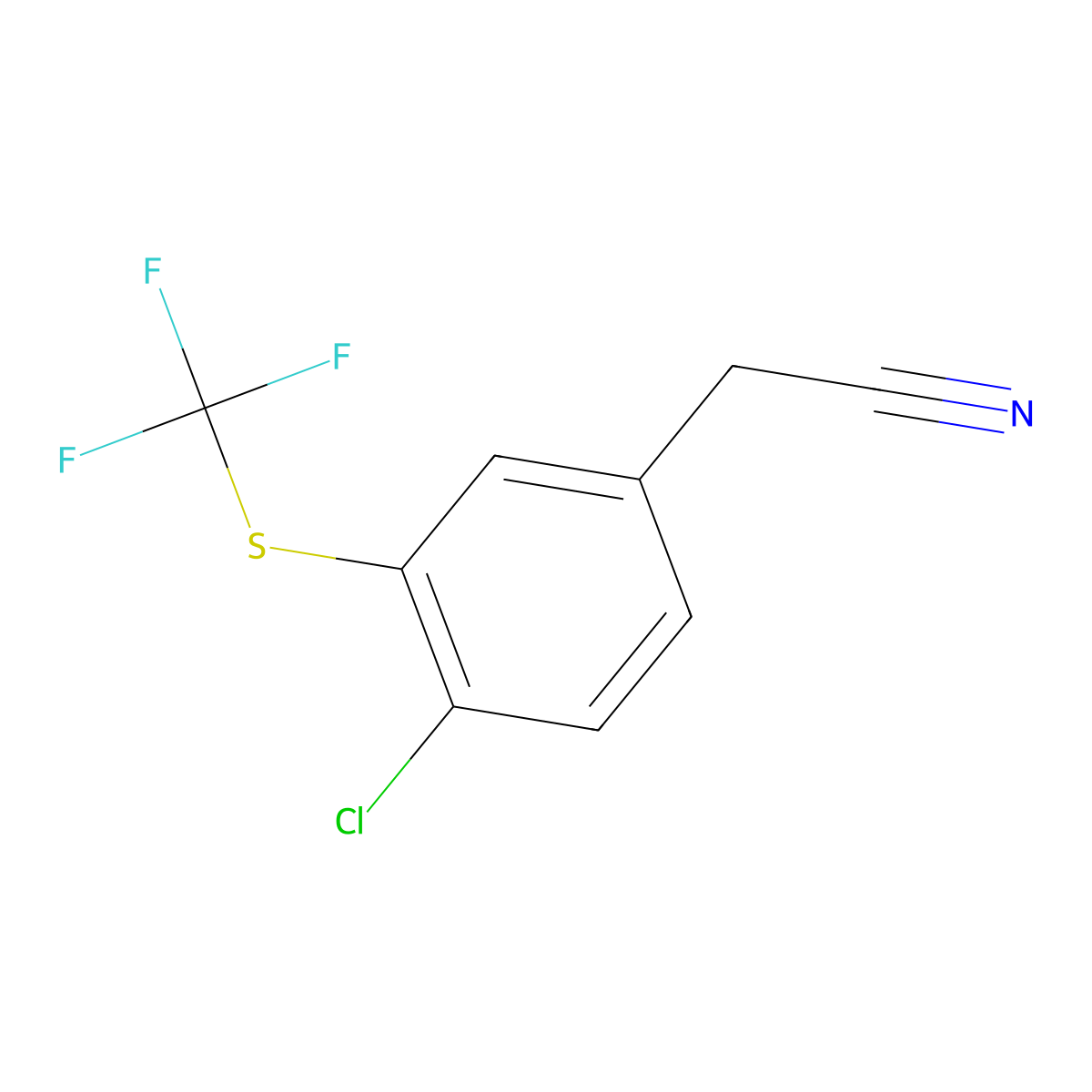 4-Chloro-3-(trifluoromethylthio)phenylacetonitrile molecular structure, CAS 2514625-02-4