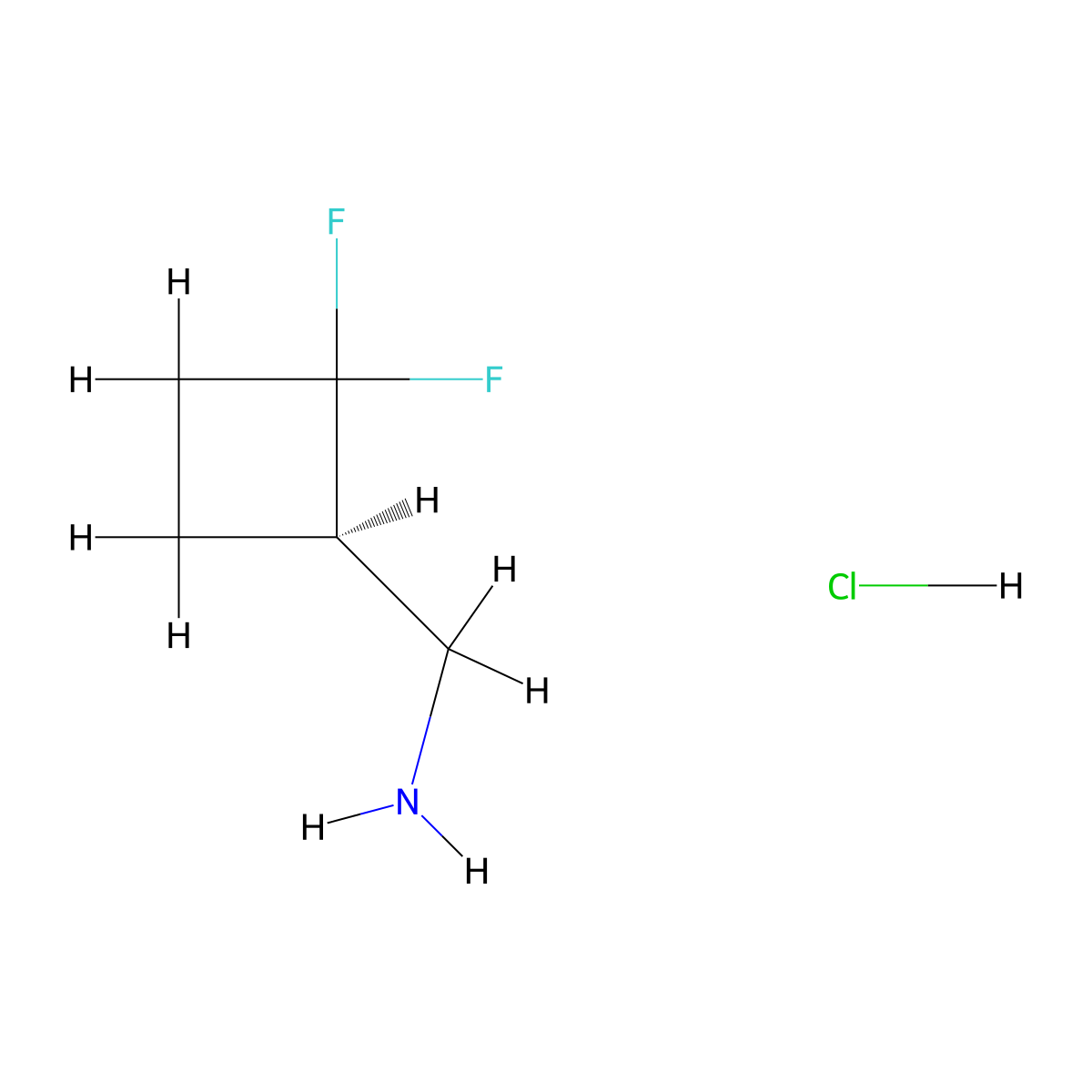 [(1R)-2,2-difluorocyclobutyl]methanamine;hydrochloride molecular structure, CAS 2514641-04-2