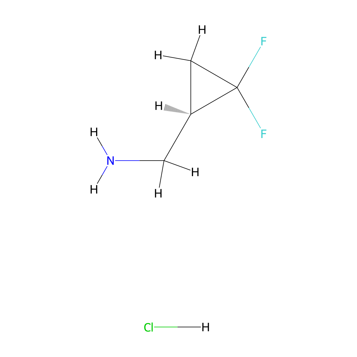 1-[(1R)-2,2-difluorocyclopropyl]methanamine hydrochloride molecular structure, CAS 2514650-76-9