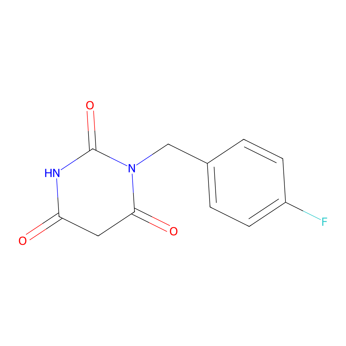 1-(4-fluorobenzyl)pyrimidine-2,4,6(1H,3H,5H)-trione molecular structure, CAS 251468-78-7