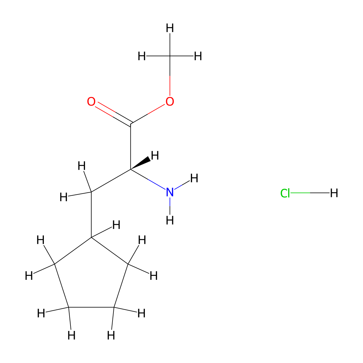 (R)-Methyl 2-amino-3-cyclopentylpropanoate hydrochloride molecular structure, CAS 2514709-11-4