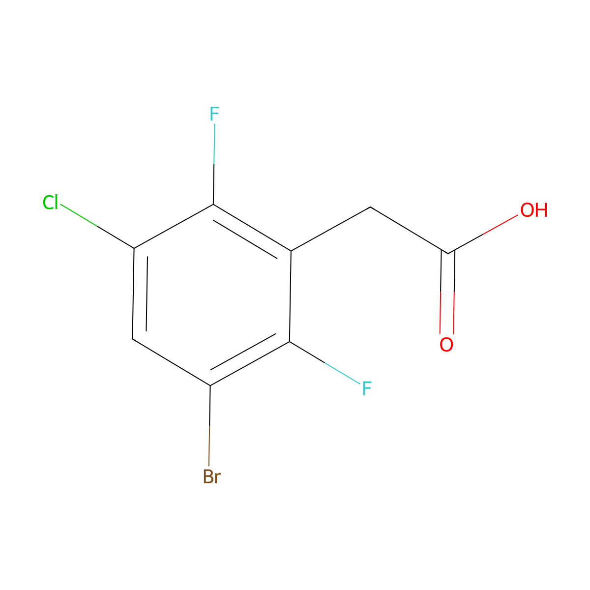 3-Bromo-5-chloro-2,6-difluorophenylacetic acid molecular structure, CAS 2514730-19-7