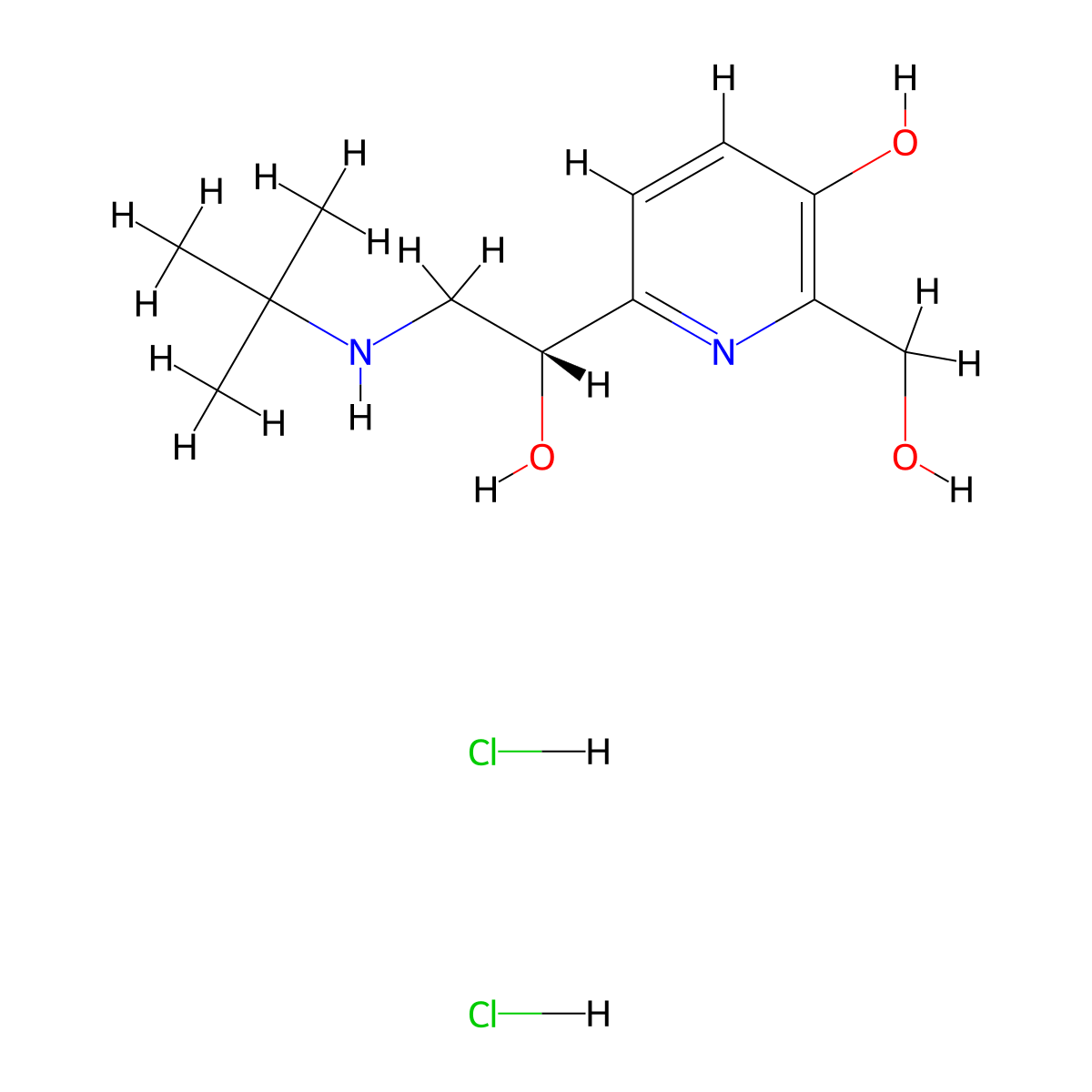 Pirbuterol hydrochloride, (R)- molecular structure, CAS 2514734-82-6