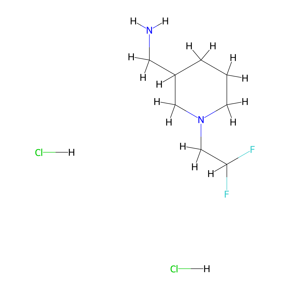 [1-(2,2-Difluoroethyl)piperidin-3-yl]methanamine;dihydrochloride molecular structure, CAS 2514758-54-2