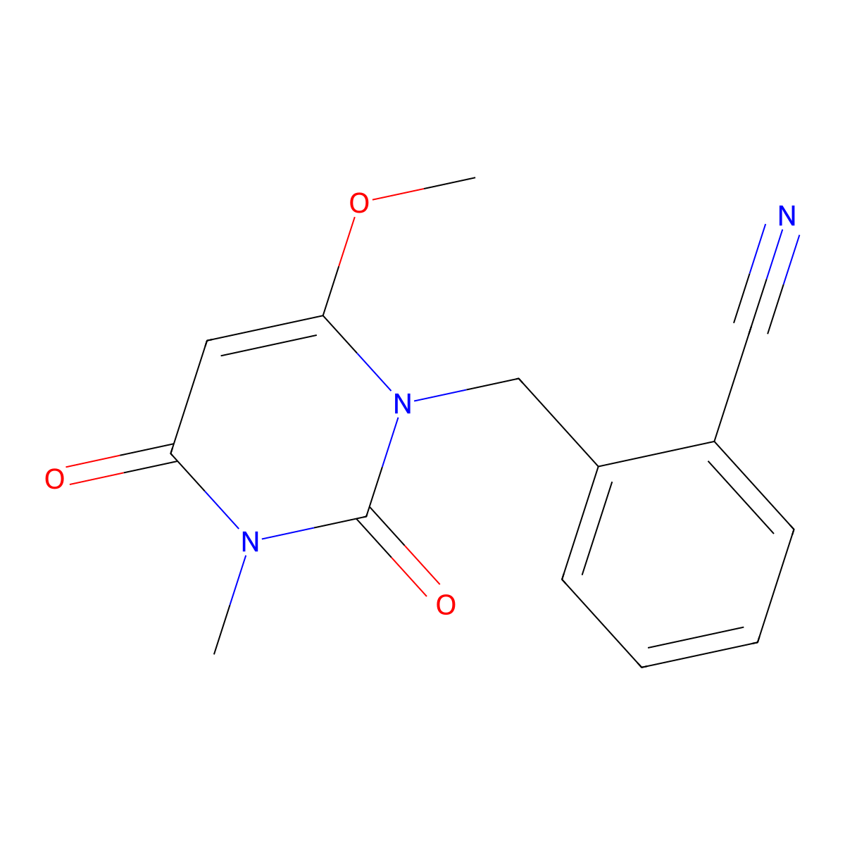 2-((6-Methoxy-3-methyl-2,4-dioxo-3,4-dihydropyrimidine-1(2H)-yl)methyl)benzonitrile molecular structure, CAS 2514763-78-9