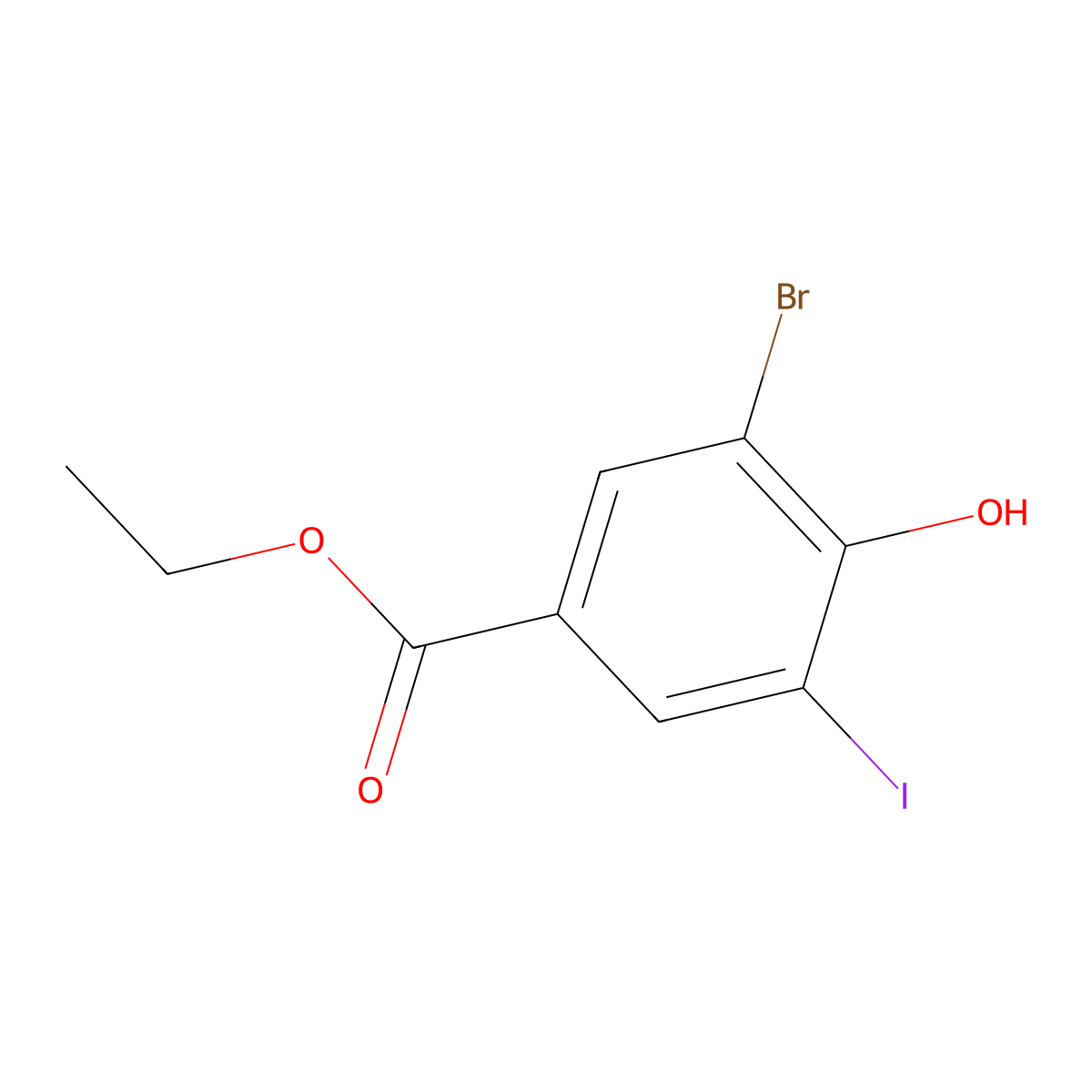 Ethyl 3-bromo-4-hydroxy-5-iodobenzoate molecular structure, CAS 251477-23-3