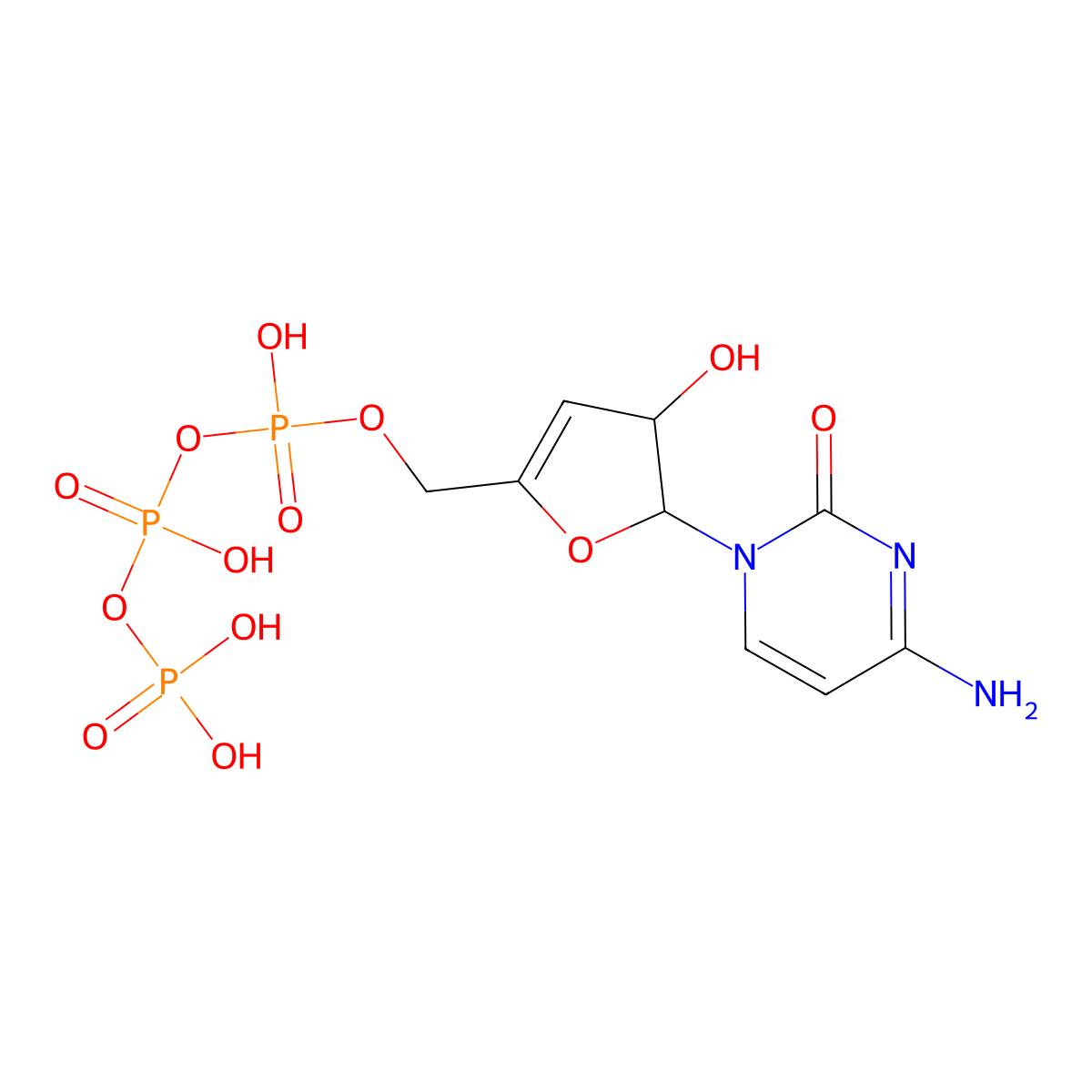 (5-(4-Amino-2-oxopyrimidin-1(2H)-yl)-4-hydroxy-4,5-dihydrofuran-2-yl)methyl tetrahydrogen triphosphate molecular structure, CAS 2514801-98-8