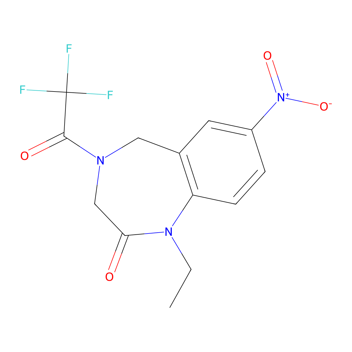1-ethyl-7-nitro-4-(2,2,2-trifluoroacetyl)-4,5-dihydro-1H-benzo[e][1,4]diazepin-2(3H)-one molecular structure, CAS 2514893-52-6