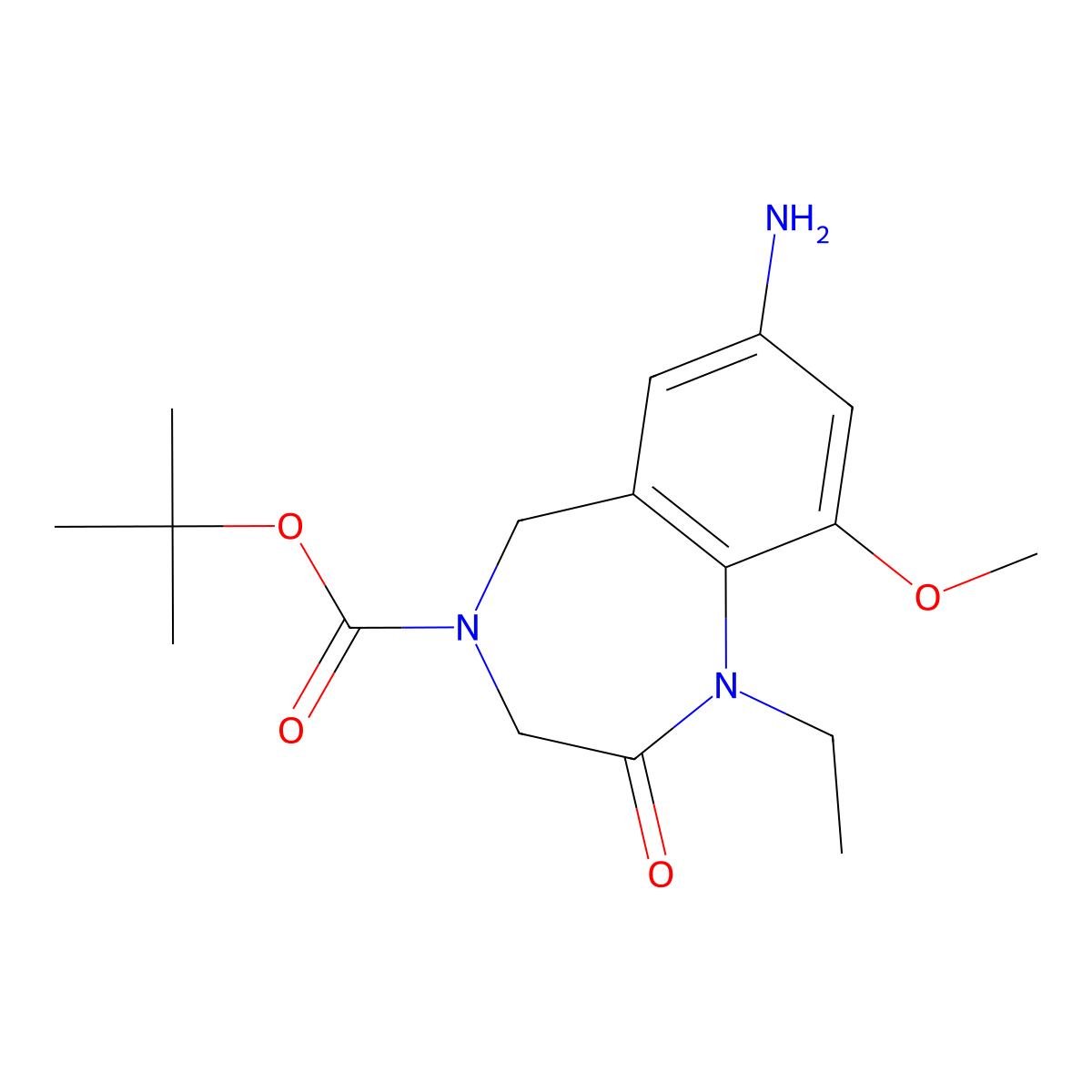 tert-butyl 7-amino-1-ethyl-9-methoxy-2-oxo-2,3-dihydro-1H-benzo[e][1,4]diazepine-4(5H)-carboxylate molecular structure, CAS 2514893-56-0