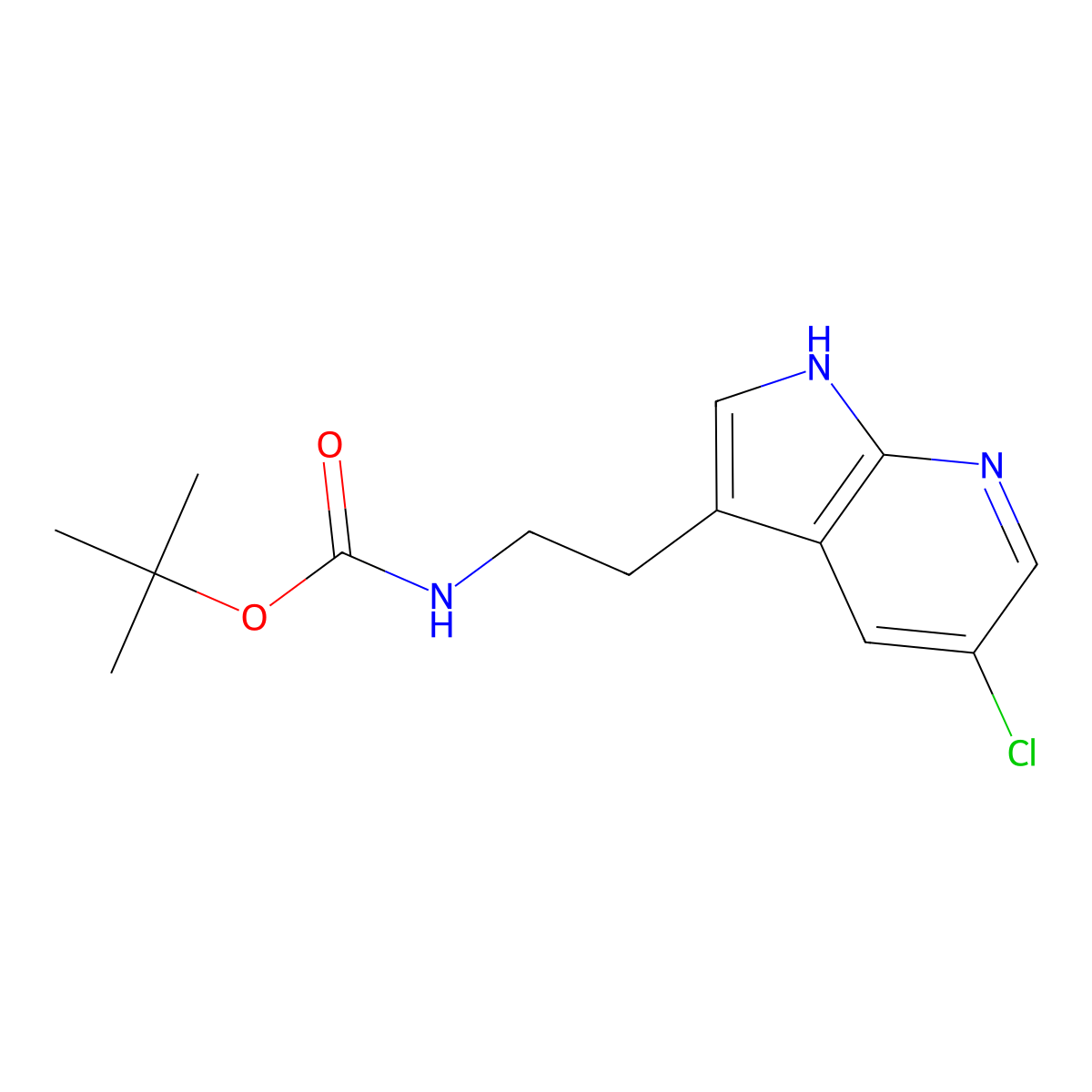 tert-butyl (2-(5-chloro-1H-pyrrolo[2,3-b]pyridin-3-yl)ethyl)carbamate molecular structure, CAS 2514893-70-8