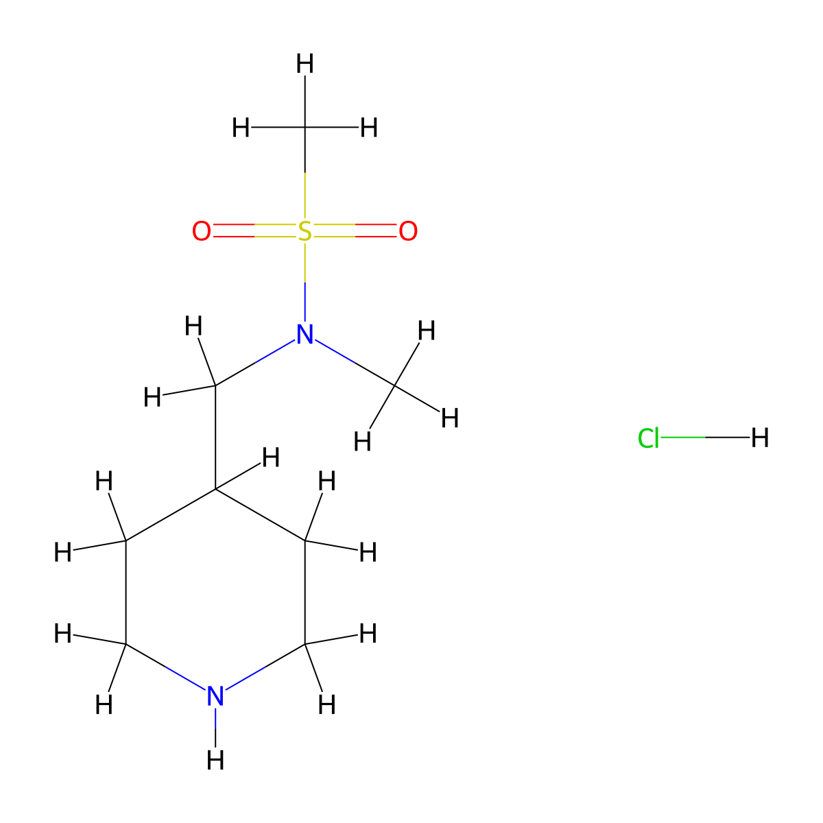 N-Mesyl-N-methyl-4-piperidinemethylamine HCl molecular structure, CAS 2514927-59-2
