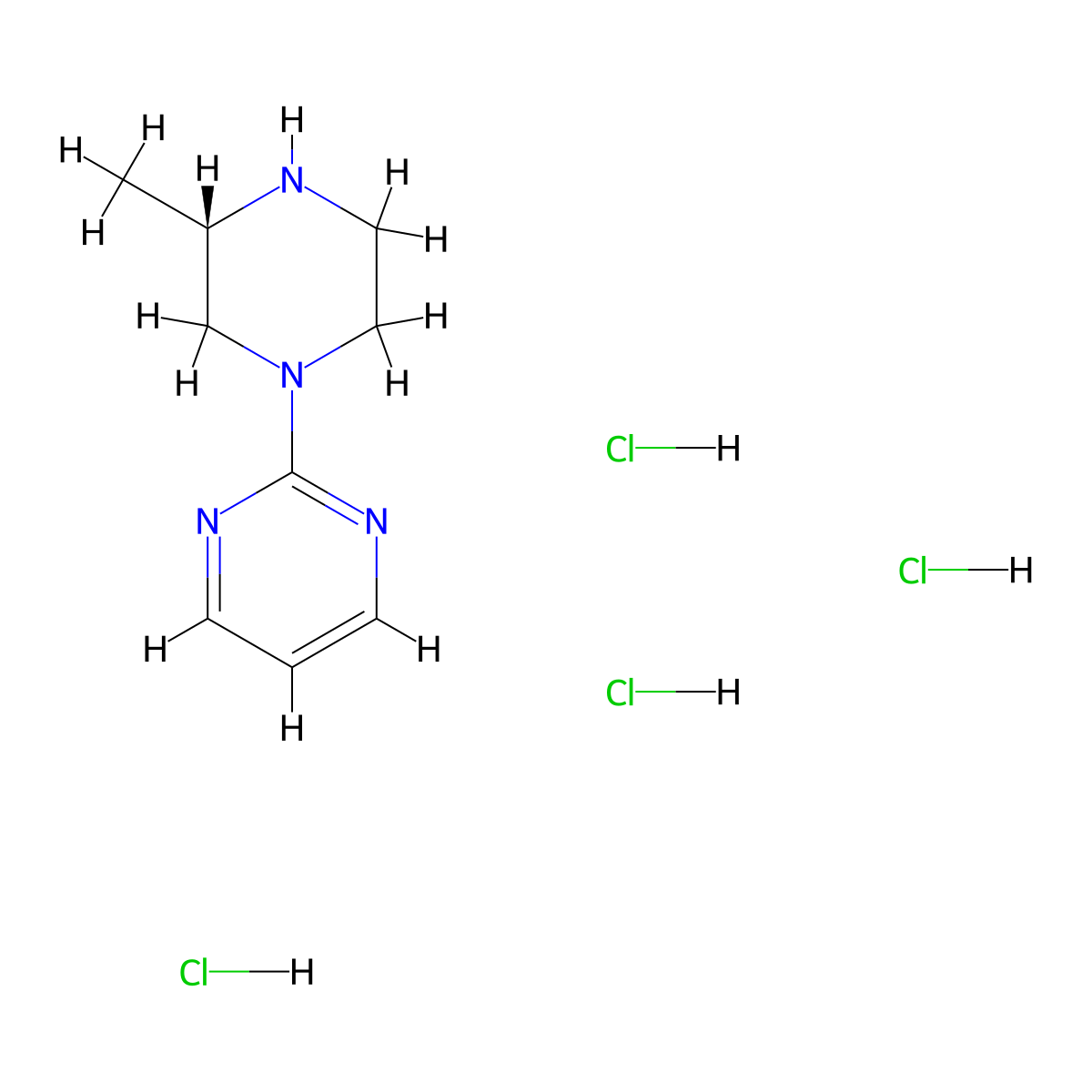 2-[(3S)-3-Methyl-1-piperazinyl]pyrimidine 4HCl molecular structure, CAS 2514927-87-6