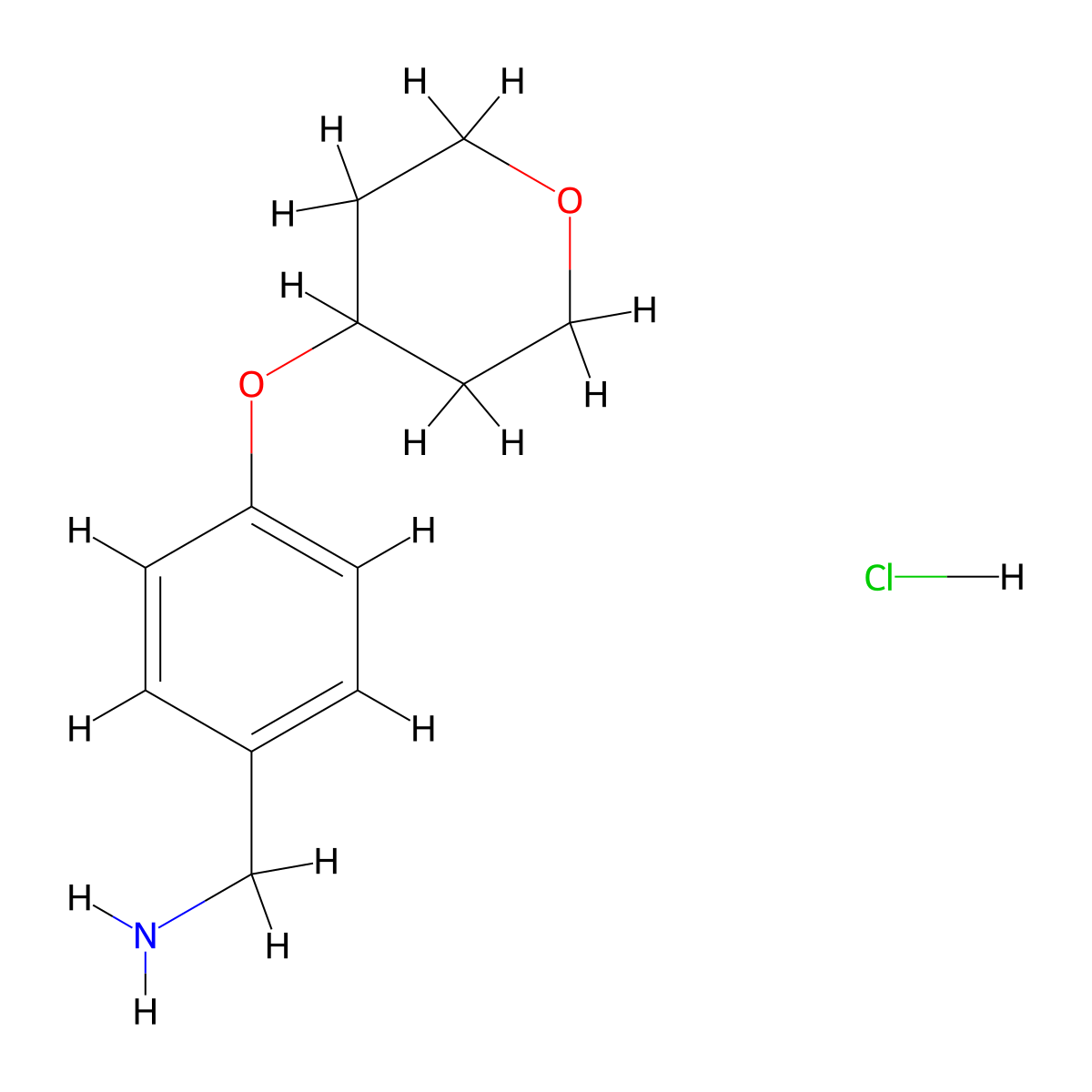 4-[(Tetrahydro-2H-pyran-4-yl)oxy]benzylamine HCl molecular structure, CAS 2514927-90-1
