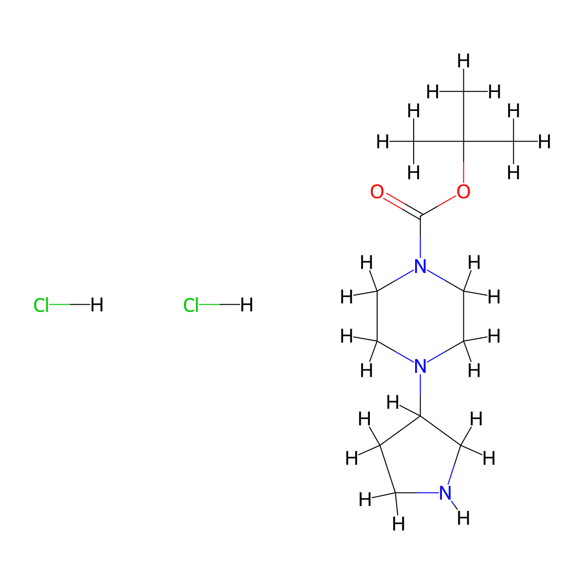 1-Boc-4-(3-pyrrolidinyl)piperazine dihydrochloride molecular structure, CAS 2514936-51-5