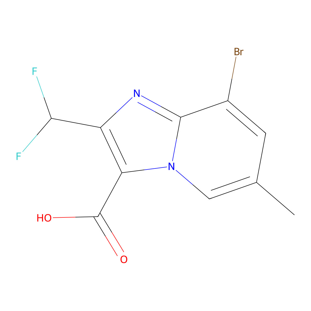 8-Bromo-2-(difluoromethyl)-6-methylimidazo[1,2-a]pyridine-3-carboxylic acid molecular structure, CAS 2514941-98-9
