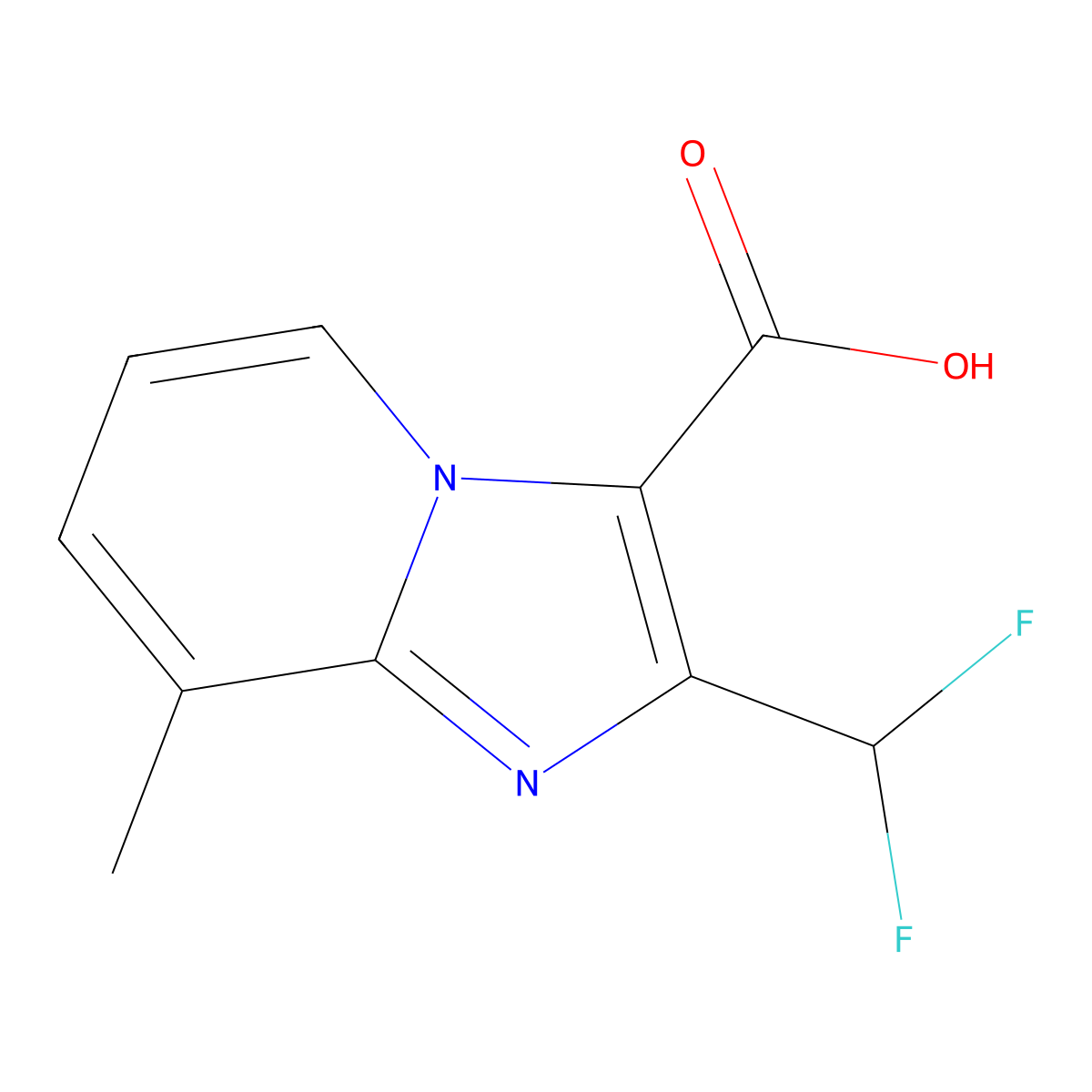2-(Difluoromethyl)-8-methylimidazo[1,2-a]pyridine-3-carboxylic acid molecular structure, CAS 2514942-01-7