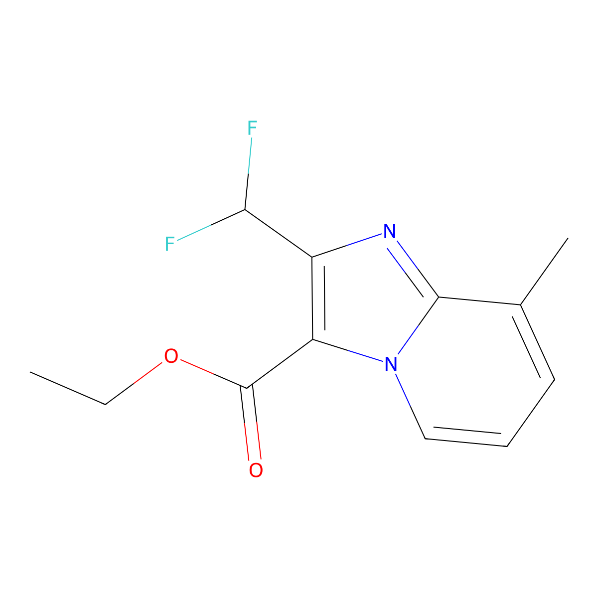 Ethyl 2-(difluoromethyl)-8-methylimidazo[1,2-a]pyridine-3-carboxylate molecular structure, CAS 2514942-05-1