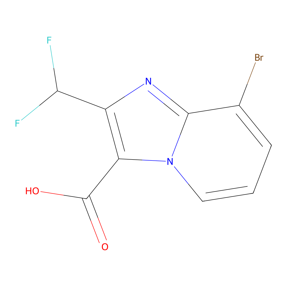 8-Bromo-2-(difluoromethyl)imidazo[1,2-a]pyridine-3-carboxylic acid molecular structure, CAS 2514942-06-2