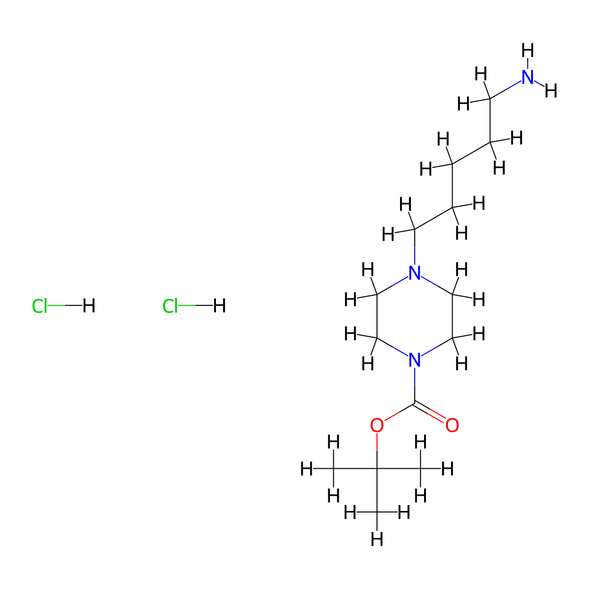 4-(5-Aminopentyl)-1-Boc-piperazine dihydrochloride molecular structure, CAS 2514947-06-7
