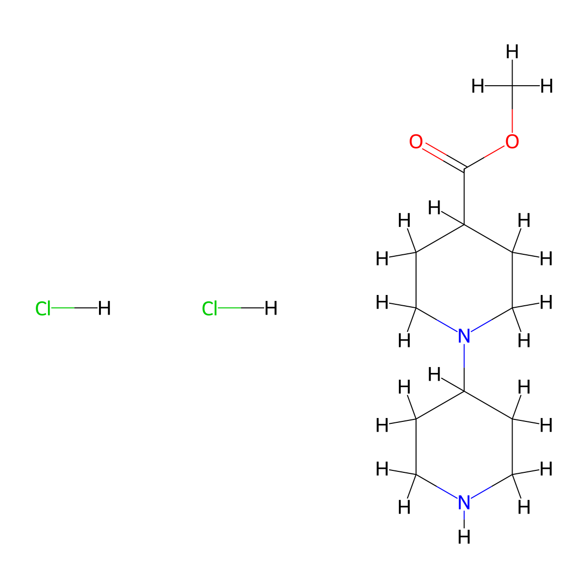 Methyl [1,4'-bipiperidine]-4-carboxylate 2HCl molecular structure, CAS 2514948-19-5