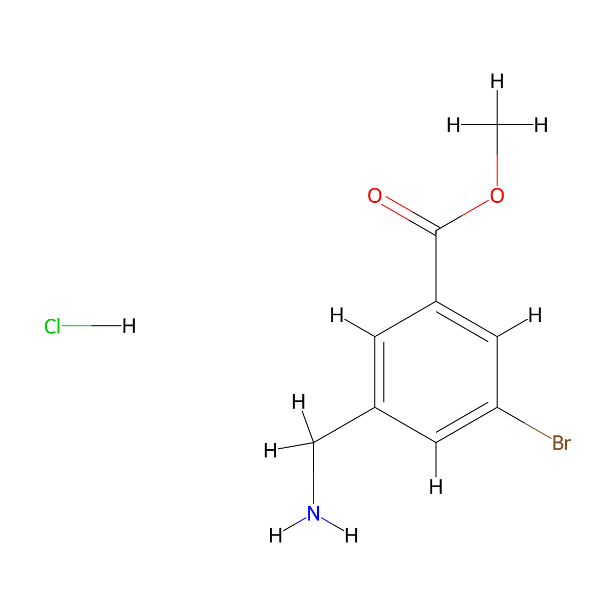 Methyl 3-(aminomethyl)-5-bromobenzoate hydrochloride molecular structure, CAS 2514948-23-1
